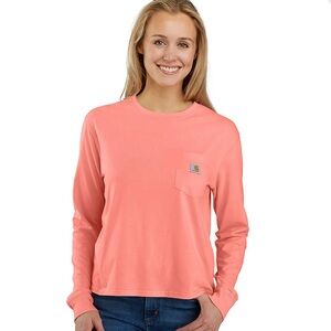 NEW CARHARTT LOOSE FIT LONG-SLEEVE CREWNECK POCKET T-SHIRT Size: XS